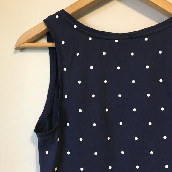 Cute Polka Dot Tie Hem Button Collar Cotton Tank Top - Picture 7 of 15